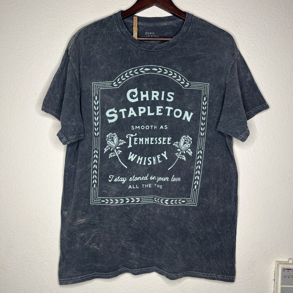 Chris Stapleton Shirt SZ L Acid Wash Tennessee Whiskey Graphic Country Music